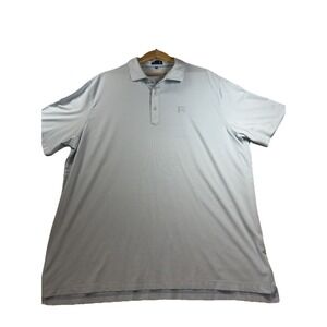 Stitch Polo Shirt Mens 2XL Golf Blue White Stripe Logo Marietta College